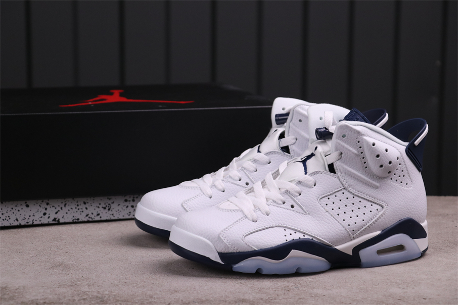 2022 Air Jordan 6 White Black Blue Shoes